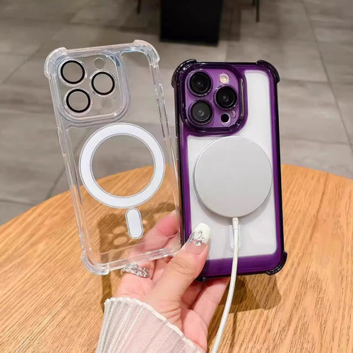 Transparent Airbag Phone Case with Magnetic Suction and Shockproof