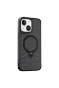 iPhone 14 Plus Case Carbon Fiber with Magnet, 360 Rotating Stand,